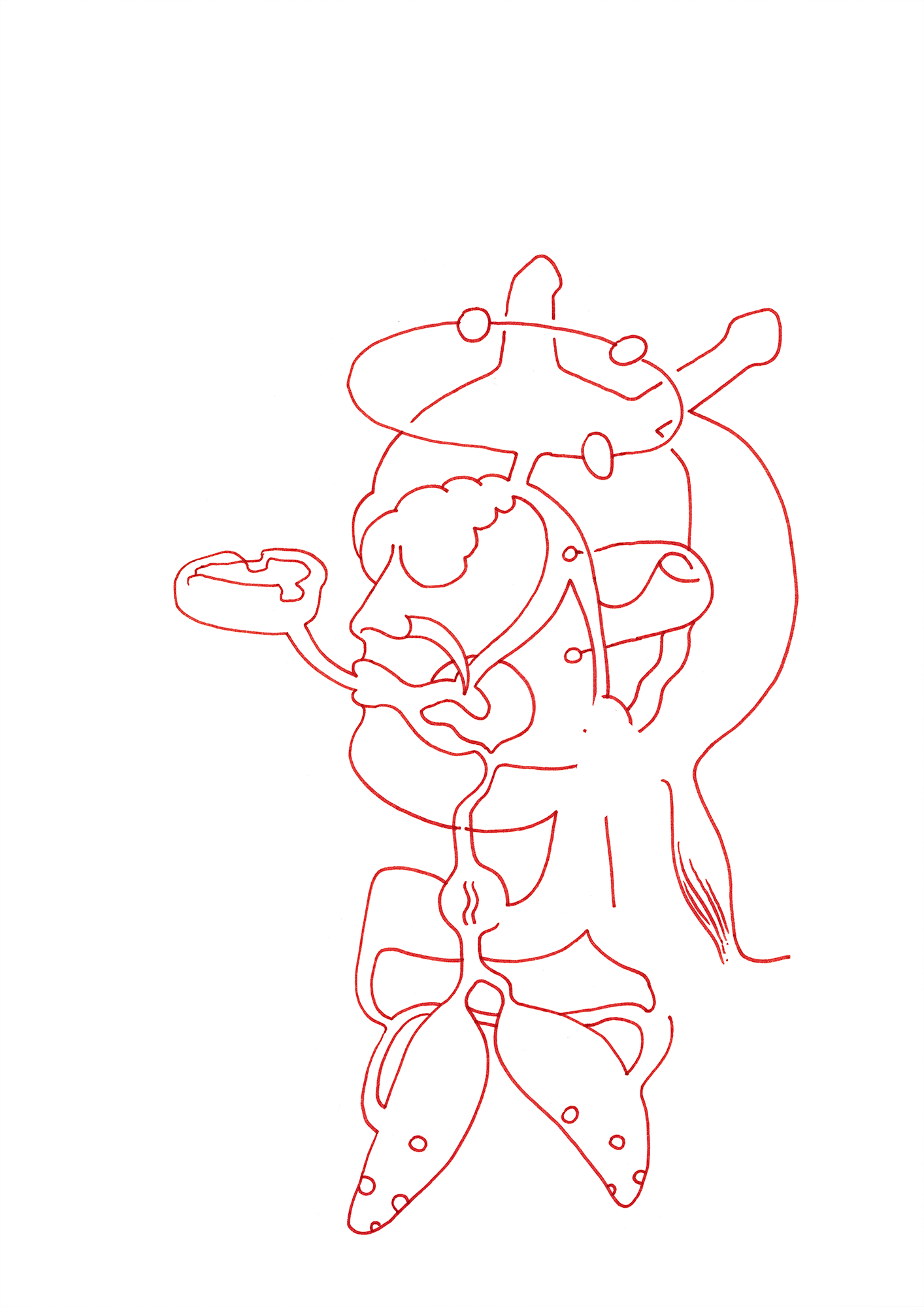 Hannes Kater: Tageszeichnung aus dem Jahr 2000, Filzstift auf A4 Papier