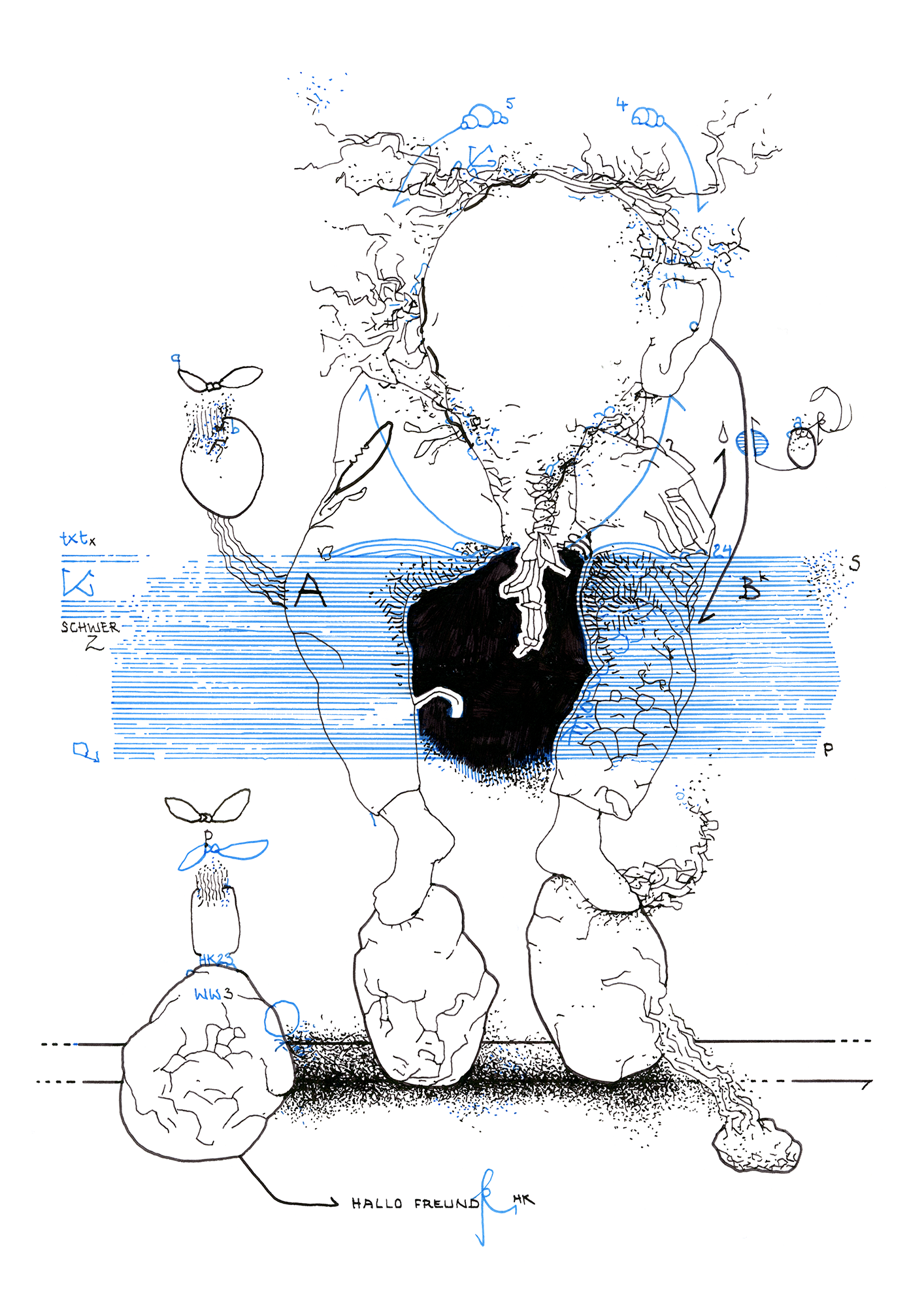 Hannes Kater –Tageszeichnung (Zeichnung/drawing) vom 08.04.2024 (1414 x 2000 Pixel)