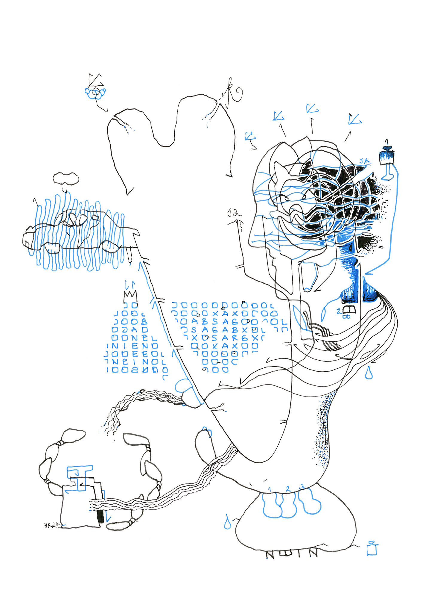 Hannes Kater –Tageszeichnung (Zeichnung/drawing) vom 15.04.2024 (1414 x 2000 Pixel)