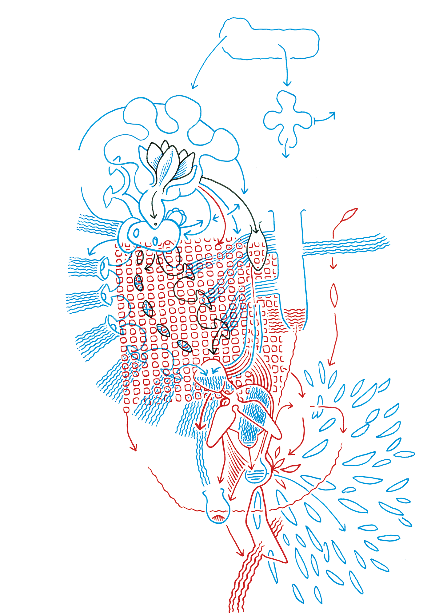 Hannes Kater: Tageszeichnung aus dem Jahr 2000, Filzstift auf A4 Papier