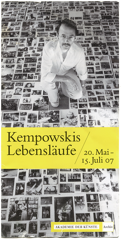 Walter Kempowski - Flyer / Einladungskarte f&uuml;r eine Ausstellung in der Akademie der K&uuml;nste, 2007
